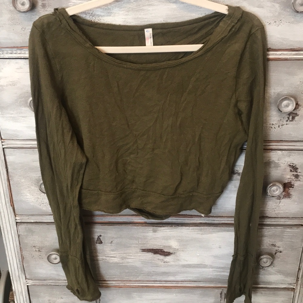 Free people movement green long sleeve crop top